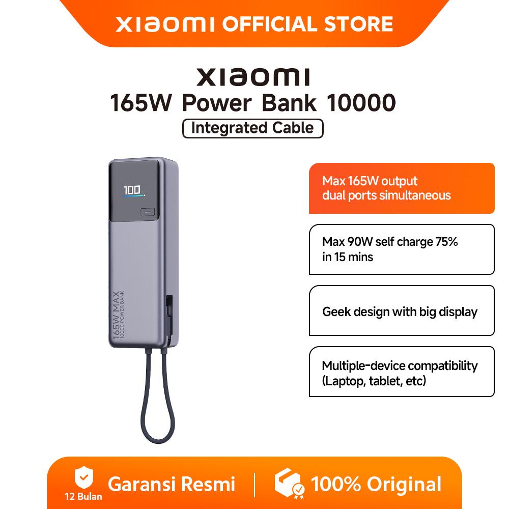 Xiaomi 165W Power Bank 10000mAh Integrated Cable | Max 165W output dual ports simultaneous | Max 90W self charge 75% in 15 mins | Geek design with big display | Multiple-device compatibility [Official Store]