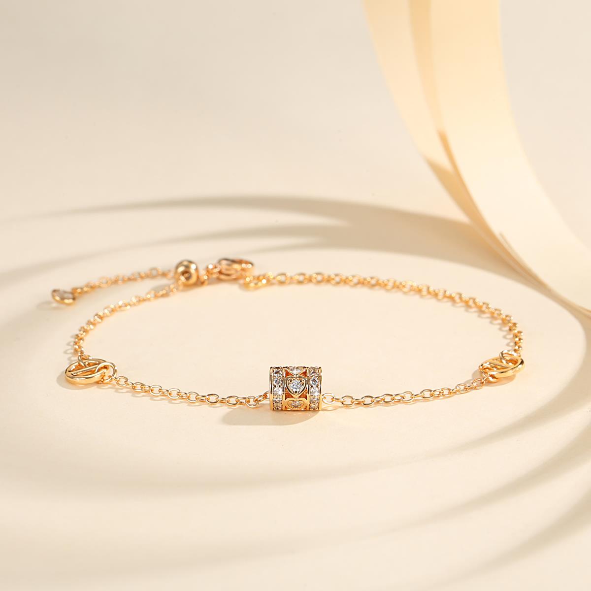 Lanme Jewelry Gelang Perhiasan Kristal Berlapis Emas Untuk Wanita Dewasa Anti Luntur Aksesoris Fashion Dari Baja Tahan Karat LM823