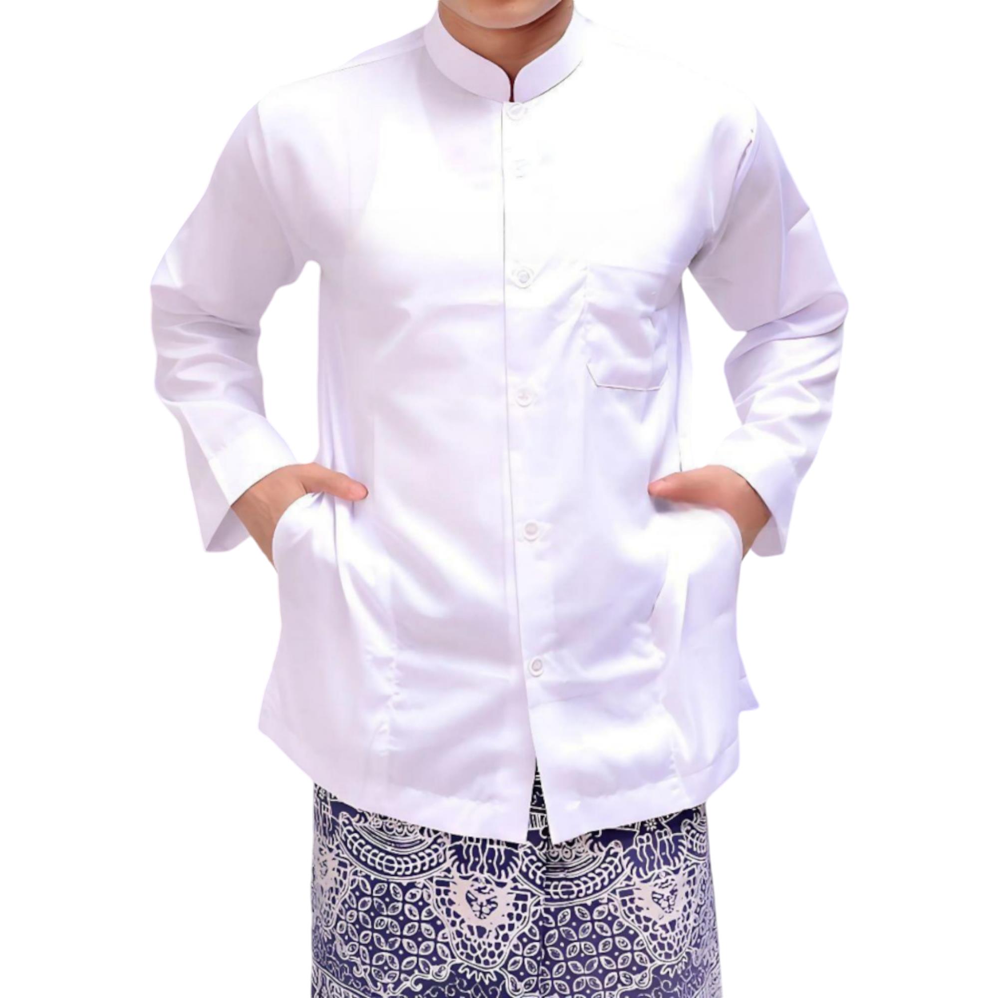 Baju Koko Dewasa Model Haibah Kantong Samping Dewasa Warna Putih Murah Berkualitas Banyak Promo
