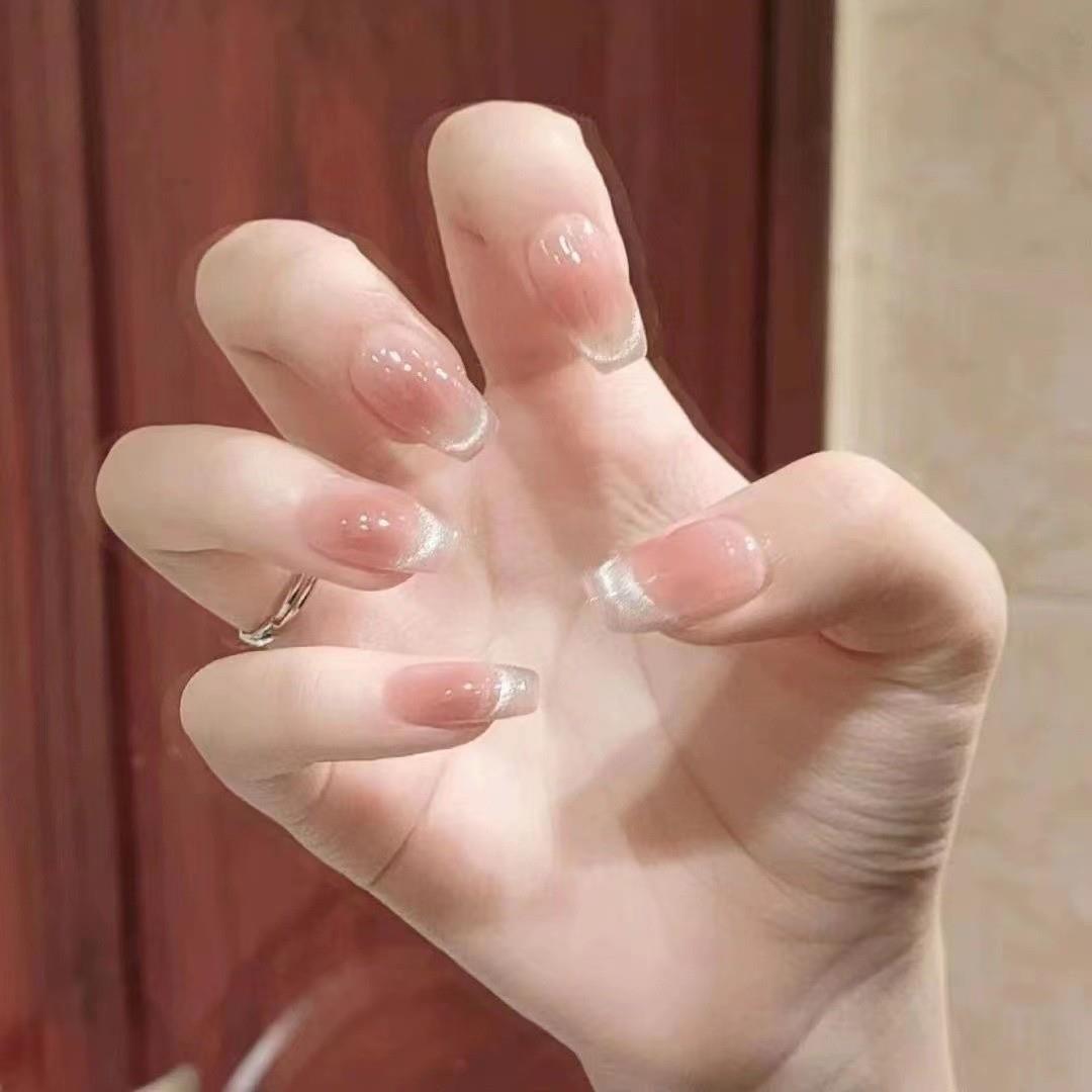 Kuku Palsu Premium Mata Kucing Semi Tangan Warna Variasi dengan Lem - Set 10PCS/SET