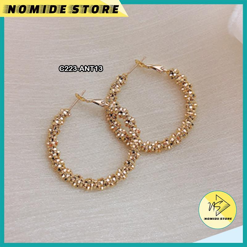 ANTING KOREA KEKINIAN AKSESORIS WANITA HIJAB TUSUK GANTUNG BENTUK BULAT ANT13