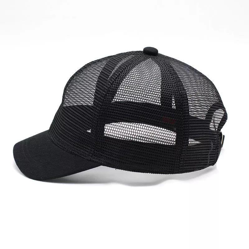 Topi Caps Trucker - Topi Distro - Topi Jaring Pria Hitam Black