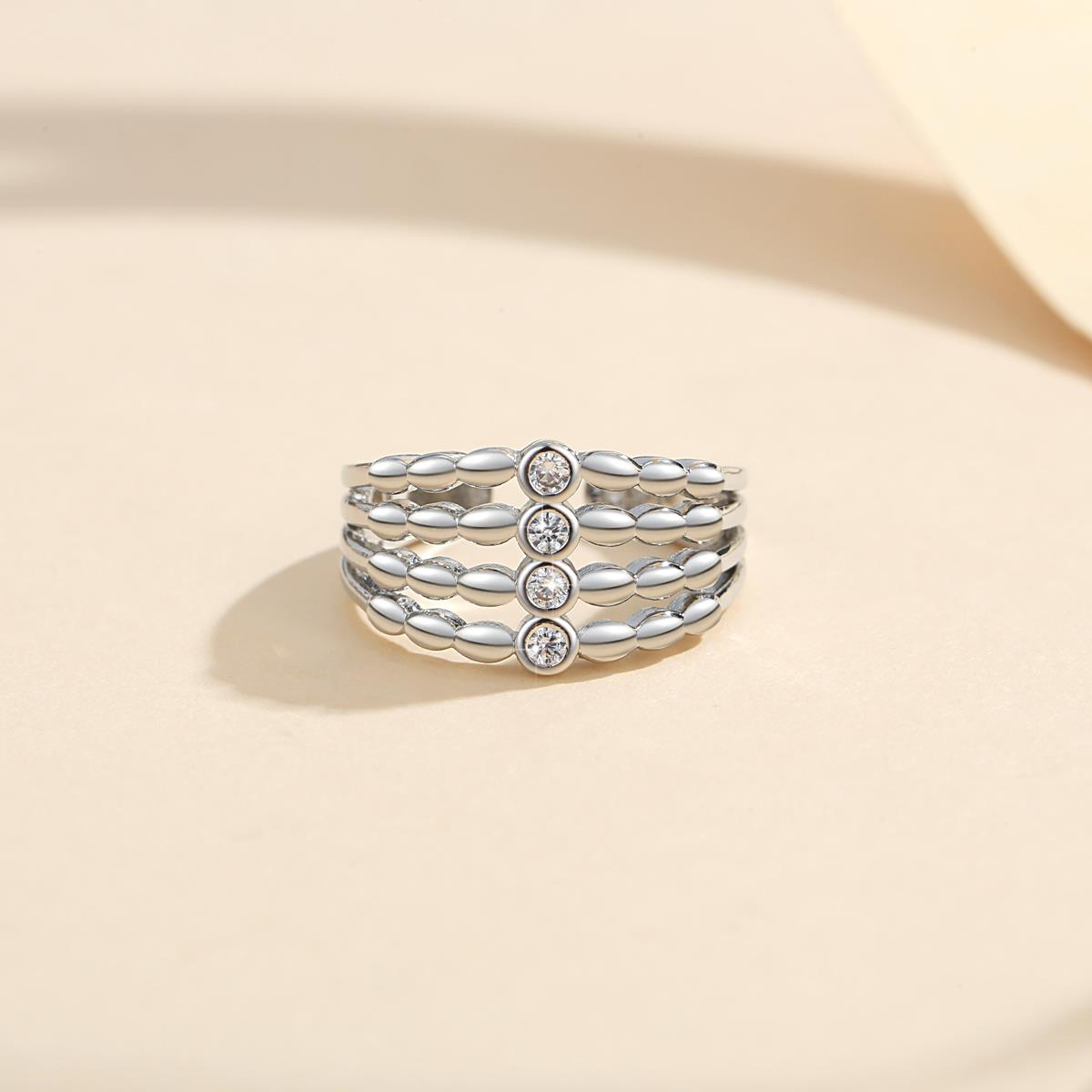 Lanme Jewelry Cincin Titanium Lapis Emas Berlian Wanita Fashion Perhiasan Kristal Terbuka Adjustable Rings LM281