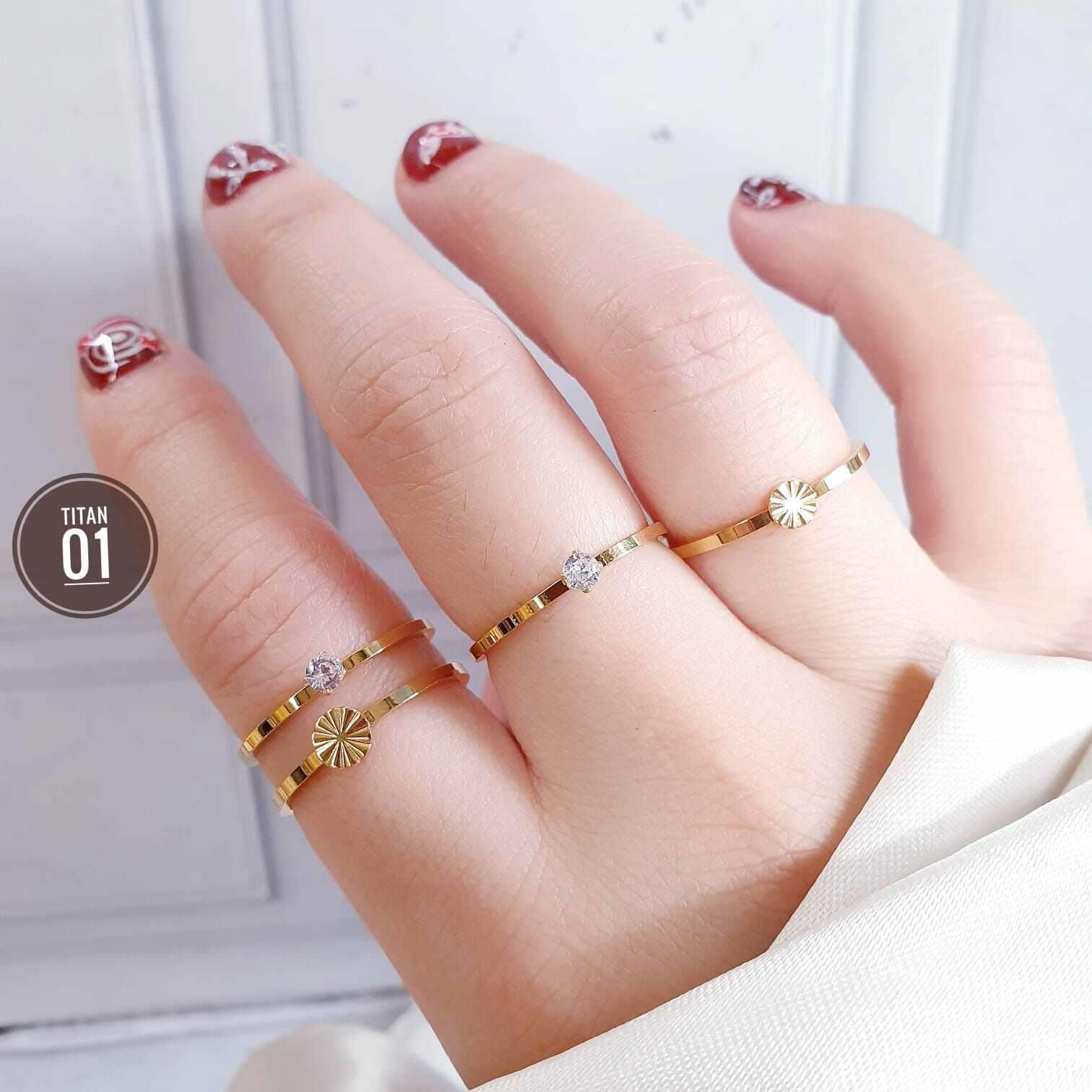 Cincin Titanium Bunga Clover 4in1 fashion Aksesoris Cxb02