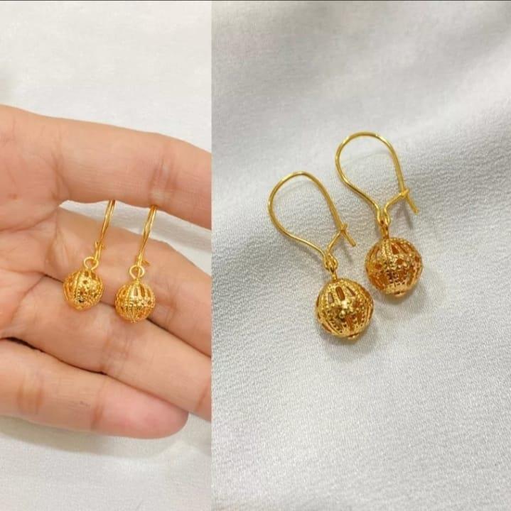 Anting Gantung Bola Kerawang Lapis Emas 24k Anti Karat dan Terbaru 2024