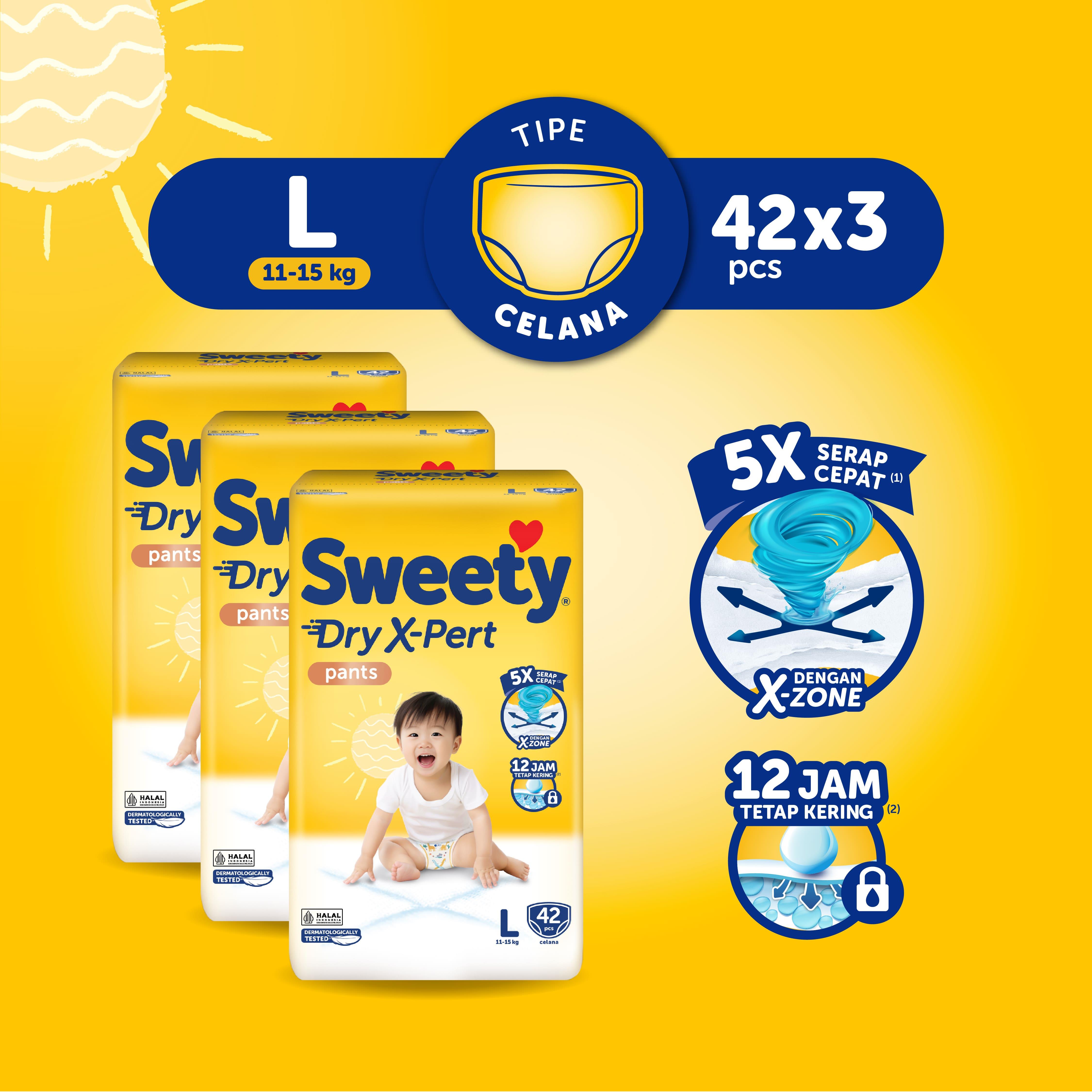 [Paket isi 3] Sweety Bronze Pants Dry X-Pert L42