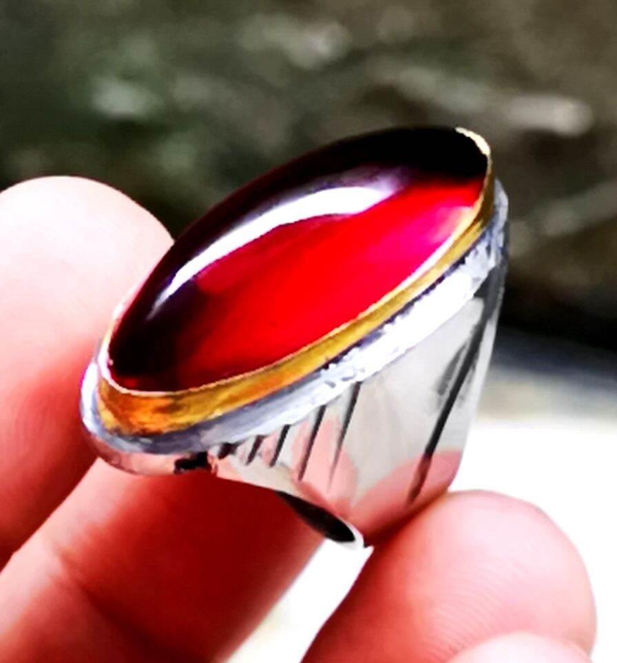 Batu Cincin Pria Merah Siam Delima Bangkok Poles Pandan Super Mewah Termurah HQ