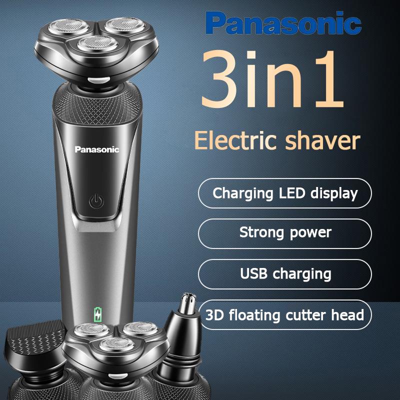 Panasonic shaver for men Electric Shaver Rotary Razor 3 in 1 Facial Grooming Kit USB Rechargeable Beard Trimmer For Men Hair Cutter Machine Multifunctional Floating Razor Professional Electric Shaver For Men One Year Warranty