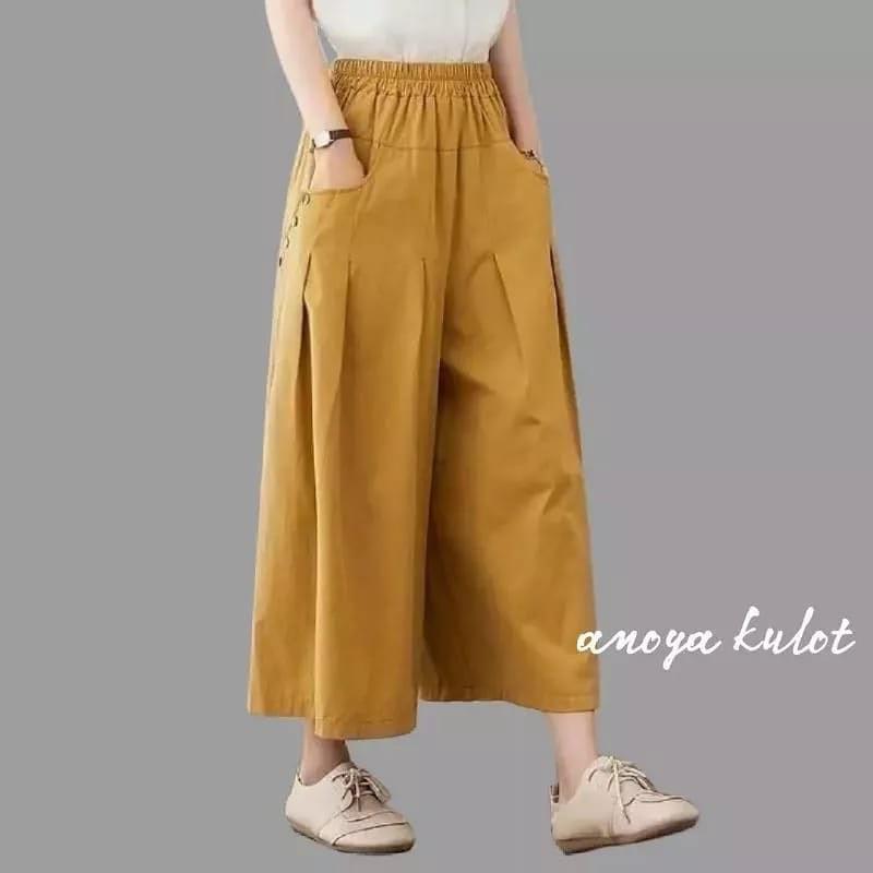 COD Anoya Kulot Bahan Linen Rami Celana Kulot Wanita Dewasa Celana Model Masakini Trendy Fashionable