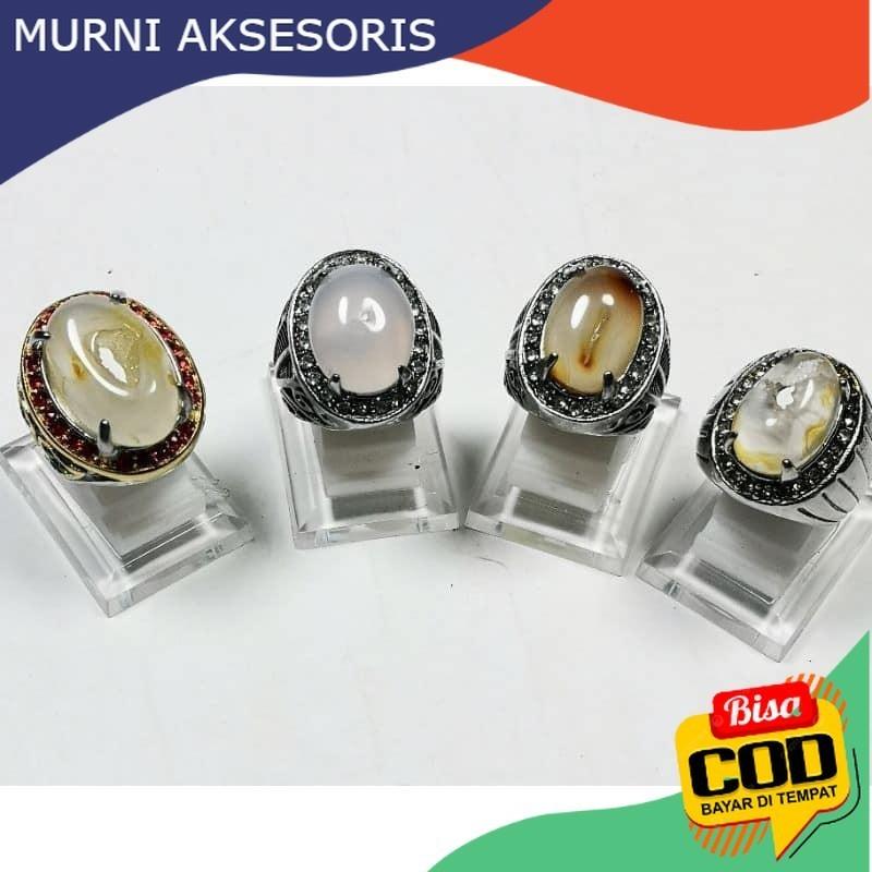 Murni Aksesoris. Cincin Natural Batu Akik Combong / Berlubang / Bolong / Asli Batu Berlubang Unik.