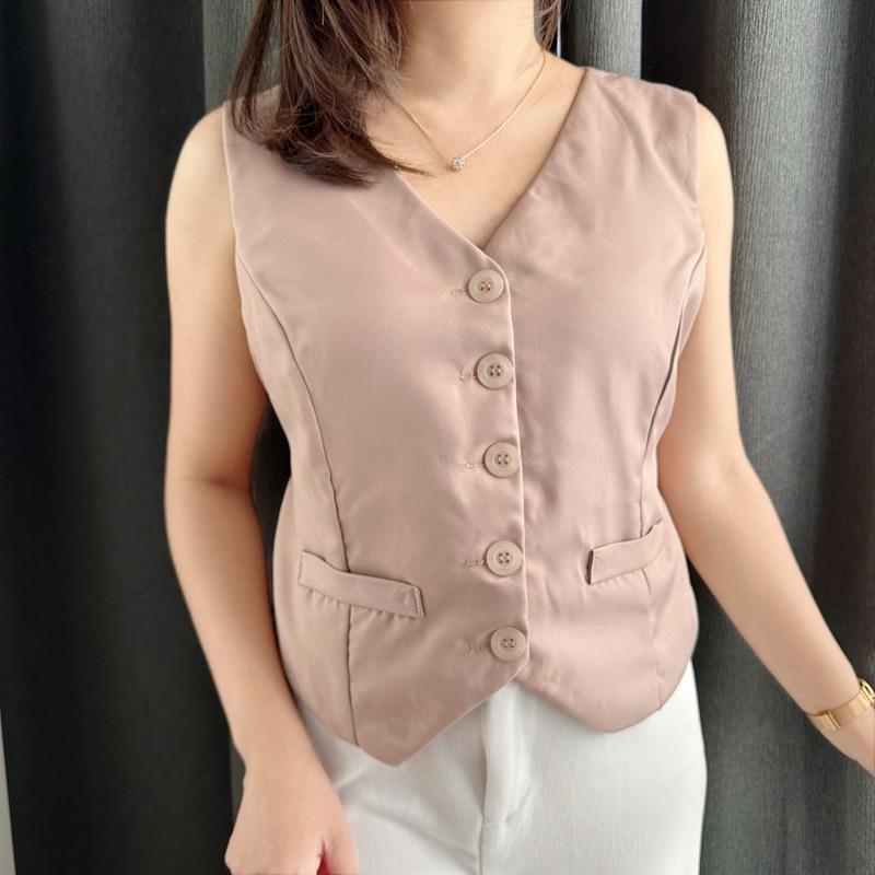 ENMEI Kimmy Vest 210 - Vest Atasan Wanita Crop Top - Vest Wanita - Rompi Wanita - Sleeveles Top
