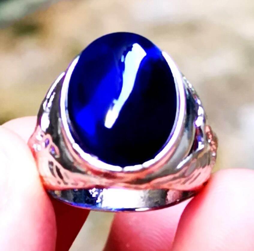 batu Cincin Pria Royal Blue king Sapphire Super Crystal HQ Tetmurah