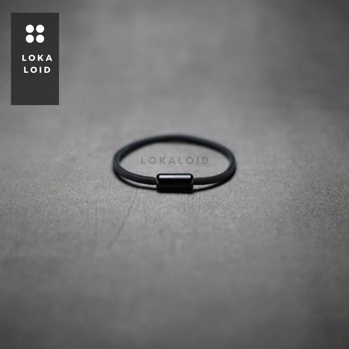 Gelang Tali Premium Paracord Lokaloid Hitam Kasual elegan simpel