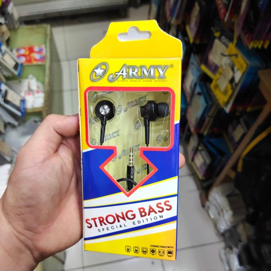 headset handsfree audio music army sb+mic jack 35mm 3.5mm mantap