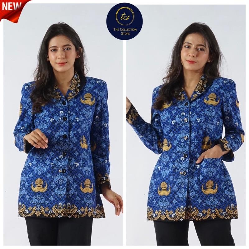 BAJU BATIK KORPRI WANITA KERAH HITAM LAPIS FURING kemeja korpri terbaru kemeja korpri wanita SERAGAM KORPRI KRAH HITAM TERBARU KEMEJA KORPRI TERBARU WANITA BAHAN PREMIUM DENGAN FURING DALAM BAJU KORPRI