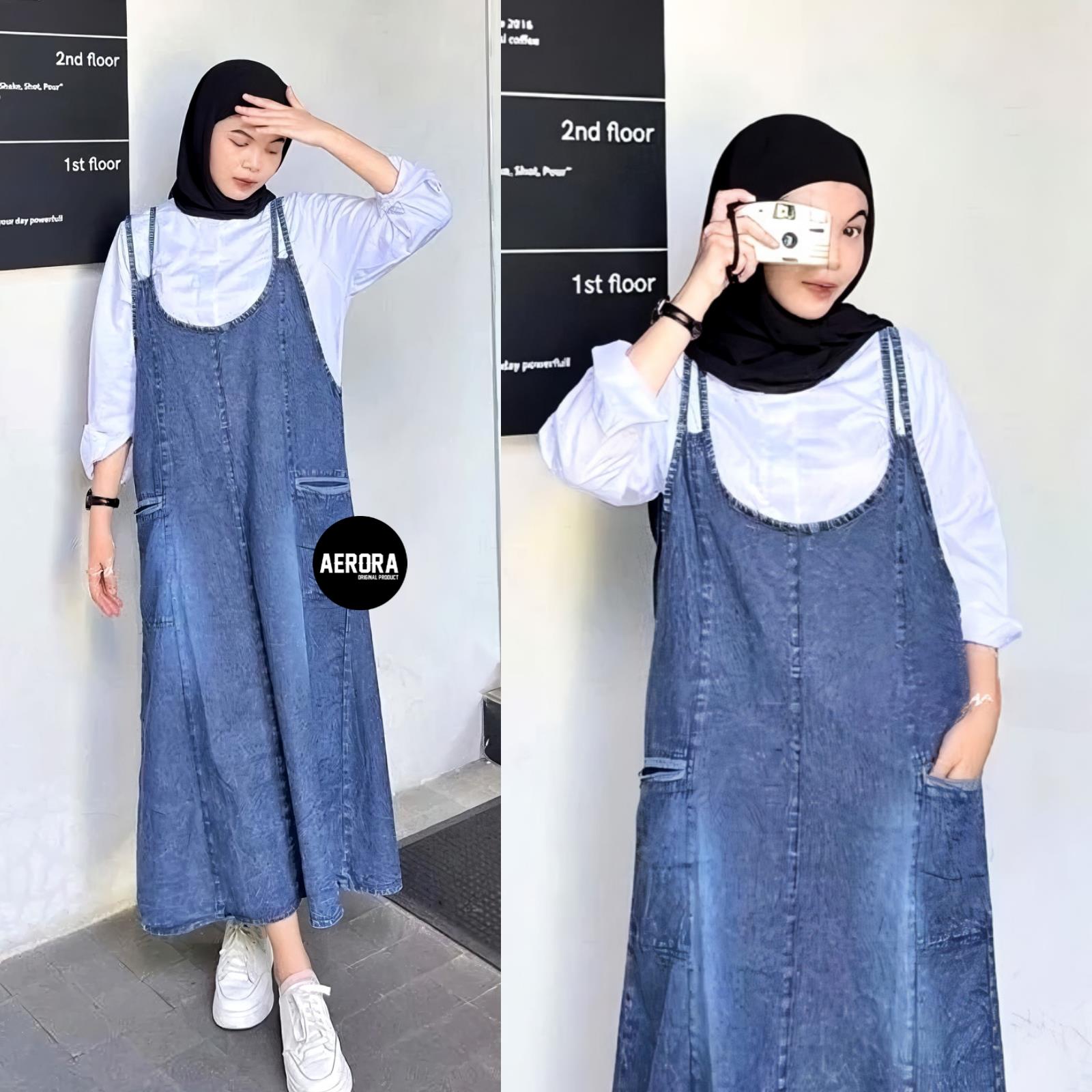 Baju Kodok Fregga Overall Dess Overal Rok Jeans Wanita Polos 2024 Motif Jeans Snow Premium Ld 105 P 125 Simple Cantik Allsize