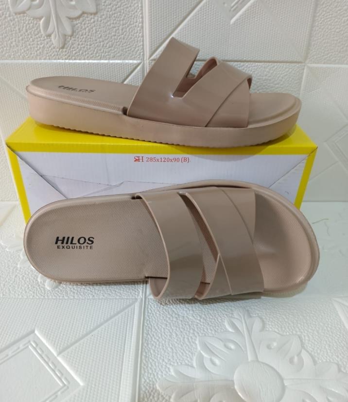 Sandal Flat Toe Slip-On Hilos Elegan untuk Wanita Dewasa - Warna Flat/Maroon/Floral