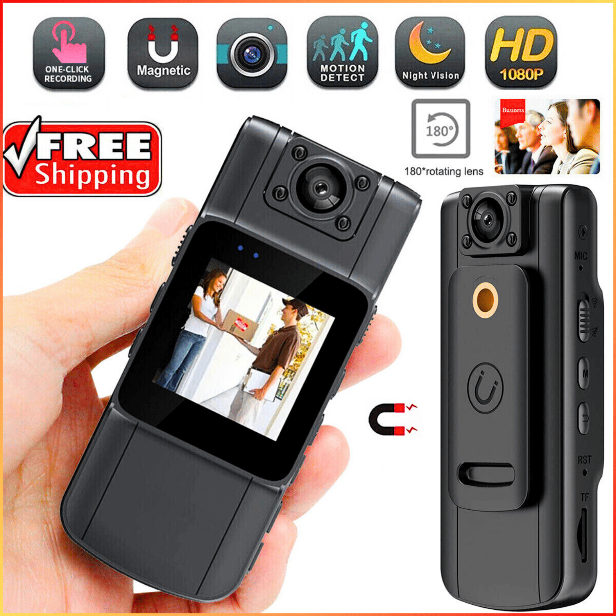 NO LIMIT JOZUZE Body Cam Kamera Mini Digital Pocket Full HD 1080p Rotating Lens 1000mAh L11