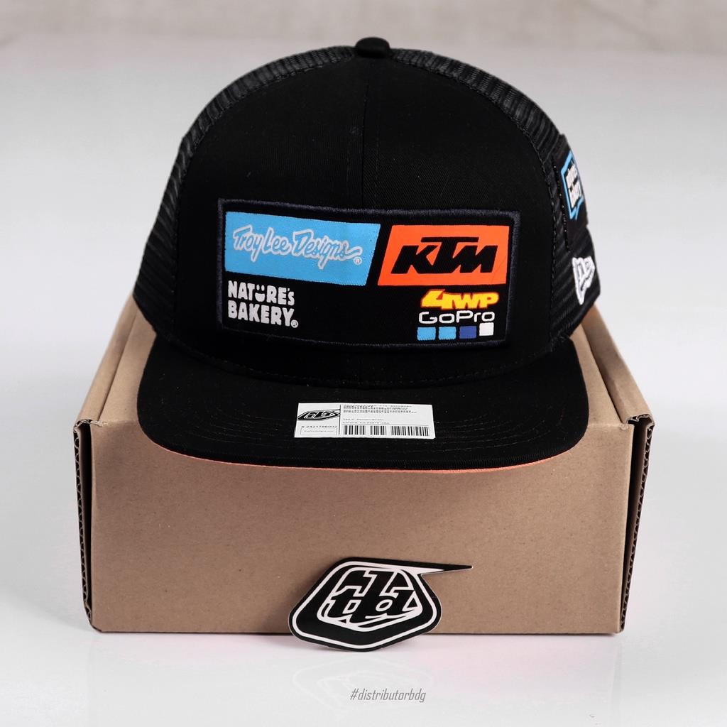 TOPI SNAPBACK CURVE HAT JARING TLD KTM TEAM / TRUCKER MOTOCROSS TRAIL HITAM