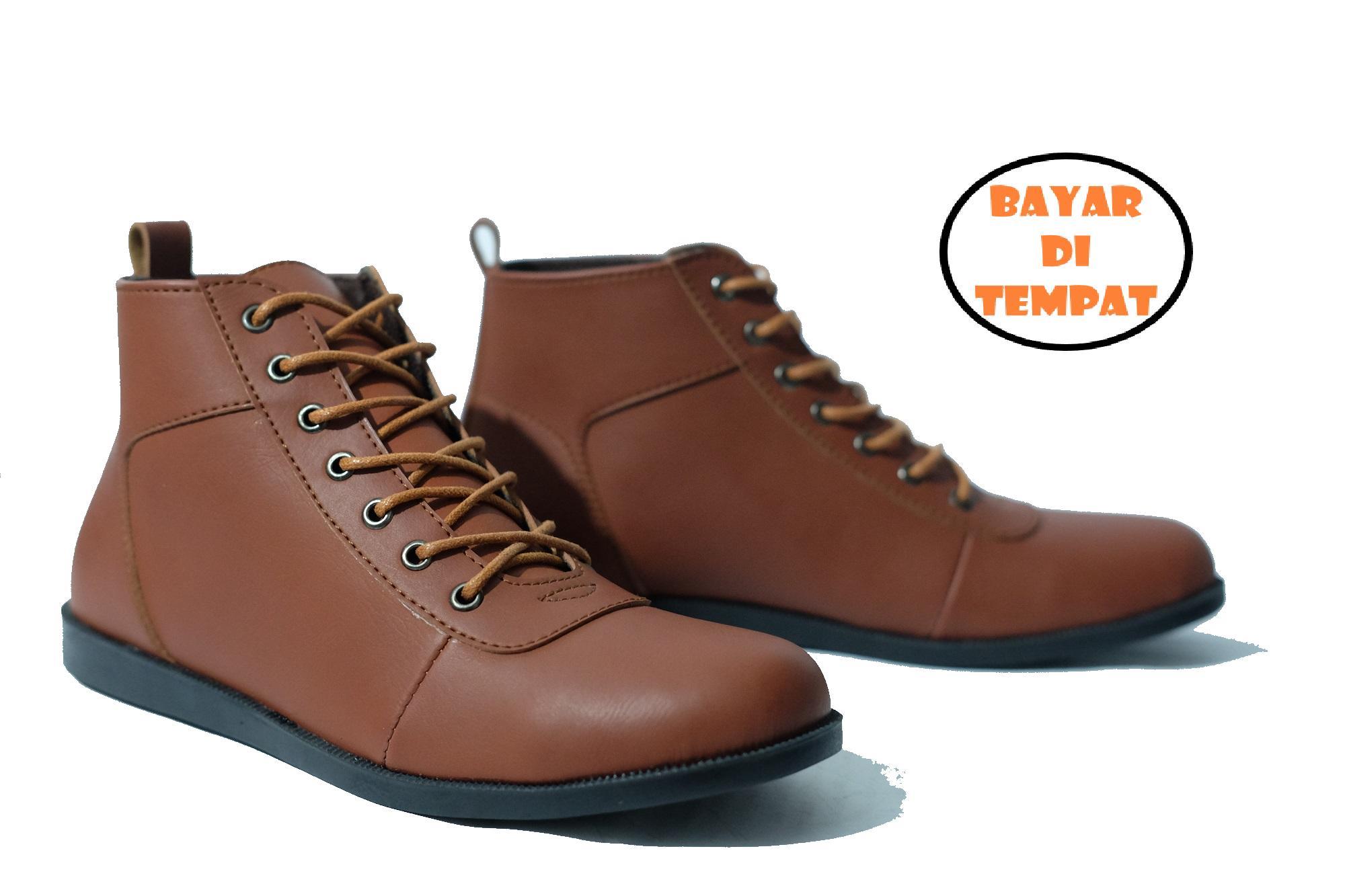 sepatu boot pria / sepatu brodo pria / sepatu boots tali kulit / sepatu kuliah / sepatu sneaker murah