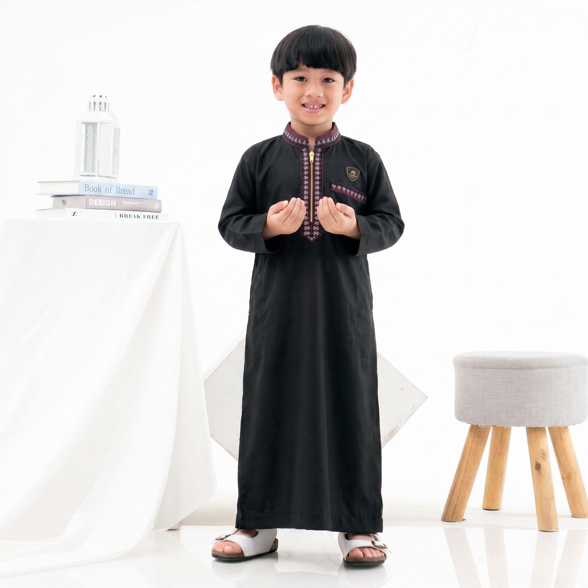 Jubah Anak Bordir Premium 1 - 8 Tahun Lengan Panjang Zahdan Series Assuffah