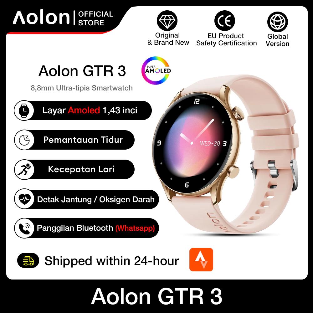 Aolon GTR 3 Smartwatch Tahan Air & Tahan Guncangan | Layar AMOLED HD | Dukungan Call & Answer WhatsApp | Garansi 1 bulan