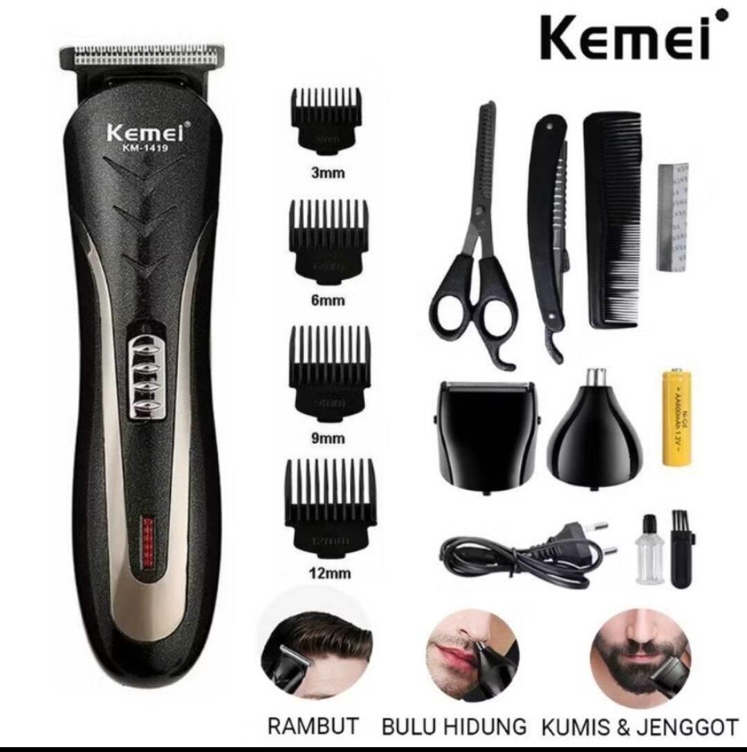 (COD)Alat Cukur Rambut Jenggot Kumis Elektrik Dapat Di isi Ulang Tanpa Kabel - Hair Clipper Professional Barber Trimmer Deteailer Elektrik Elegan Bonus Gunting
