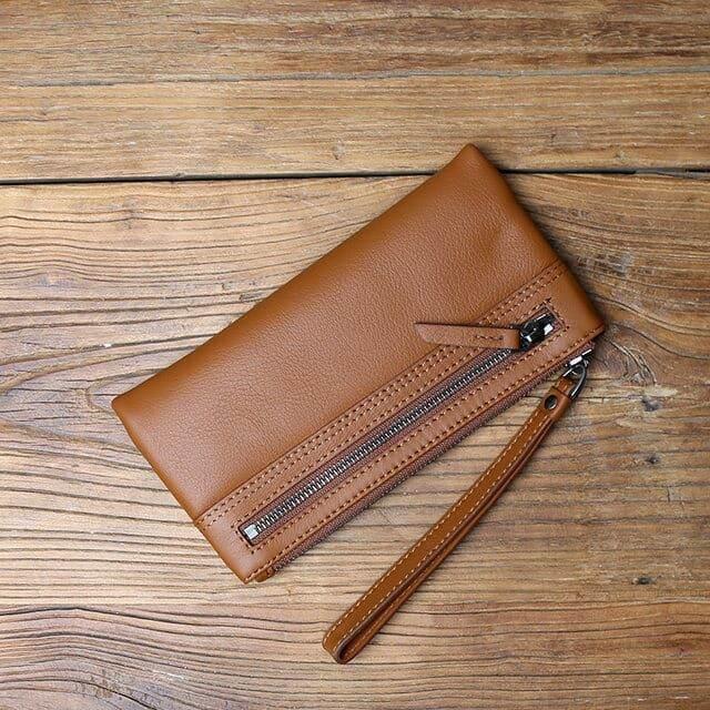 dompet panjang wanita kekinian bertali pendek bahan kulit pu dompet uang kartu trendy kekinian