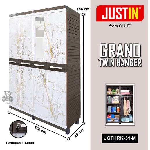 LEMARI PLASTIK CLUB 4 PINTU GANTUNG LEMARI JUSTIN GRAND TWIN HANGER LEMARI PLASTIK KACA KUNCI GANTUNG LEMARI
