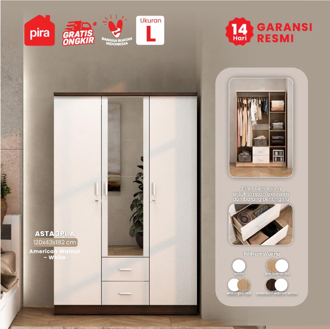 PIRA METROPOLIS OX - ASTA 3PL Lemari Pakaian 3 Pintu