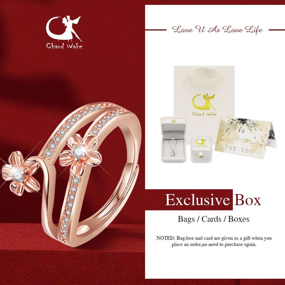Chard Wake Cincin Wanita Titanium Twin Flower Design Korea Ukuran Bebas Anti Pudar Rings Cewek