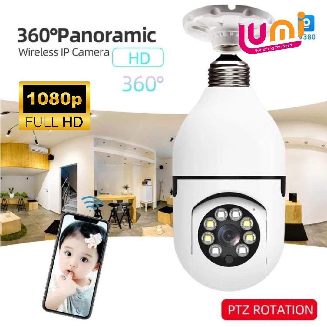 CCTV KAMERA E27 WIRELESS BOHLAM 1080P SMART WIFI 360° WIDE ANGLE ROTATION PANORAMIC VIEWING IP CAMERA PENGELIHATAN MALAM INFRARED