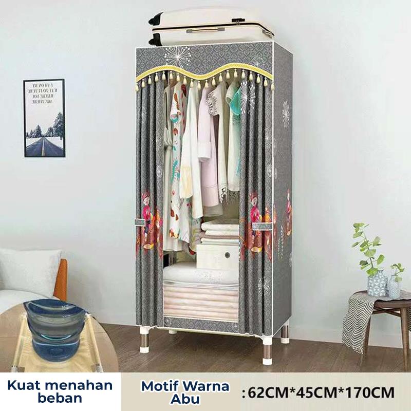 Inaso Lemari Pakaian Tirai Kain Jumbo Anti Debu Lemari Baju Gantung Rak Organizer Rak Baju HSH116