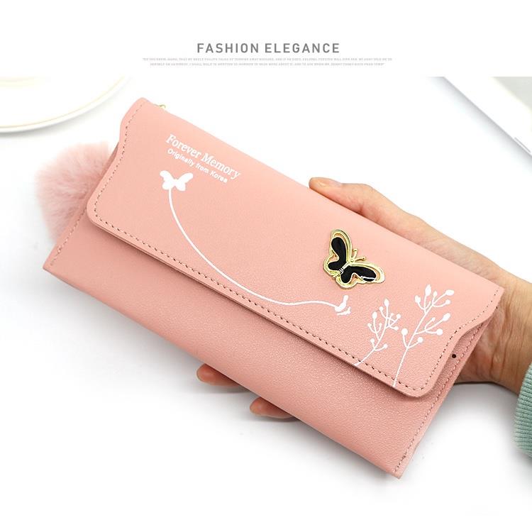 ReyReshy BUTTERFLY - Dompet Lipat Wanita Gantungan Pompom Beli Terpisah