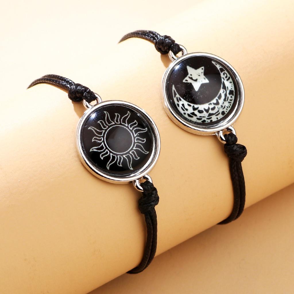 COD Gelang Couple Sun Moon Bercahaya - Batu Kristal Terbaru