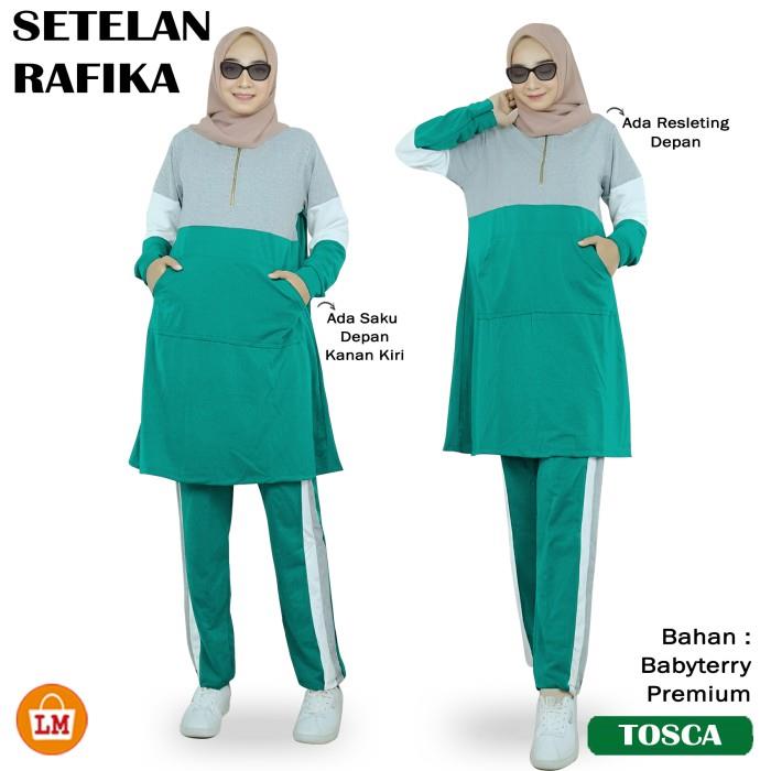 LPM 33770 Setelan Training Olahraga Senam Wanita Muslimah RAFIKA SET Babyterry Lengan Panjang Terbaru Size L-3XL