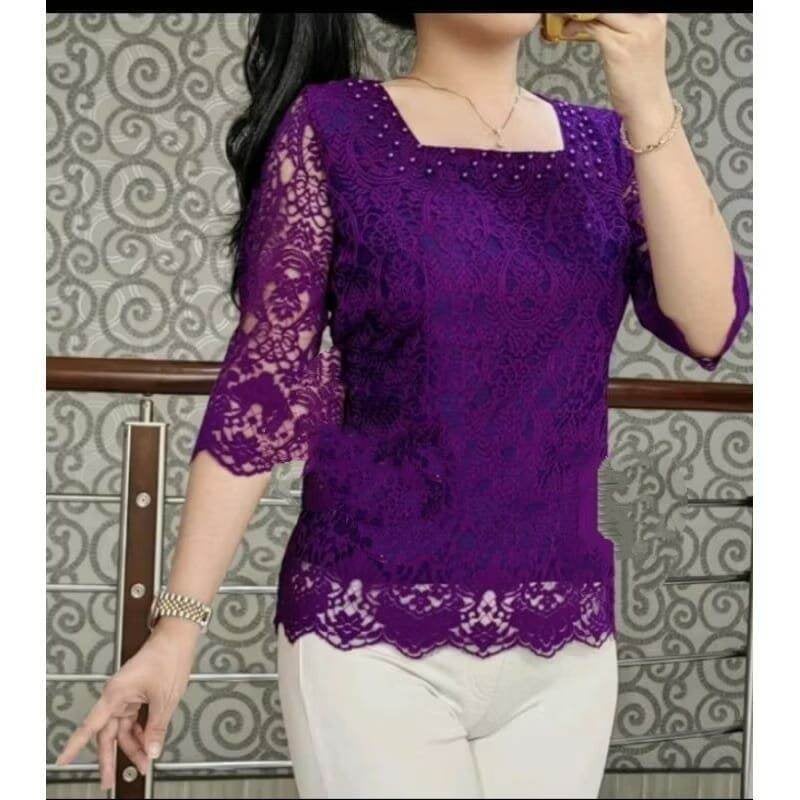 # Kebaya Brokat Mewah Cantika# Baju Blouse Atasan Wanita Lucu Kekinian Cantik dan Elegant Korean style Top Maudy Ayunda Kebaya untuk Wanita Ibu Pejabat Seragaman Pesta Formal Mau pun Non Formal
