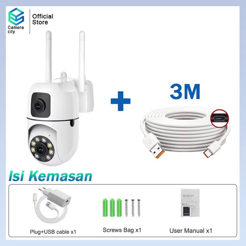 CCTV V380 Pro Dual Lens 8MP Wireless Wifi Bidirectional voice Outdoor Waterproof Camera Night Vision