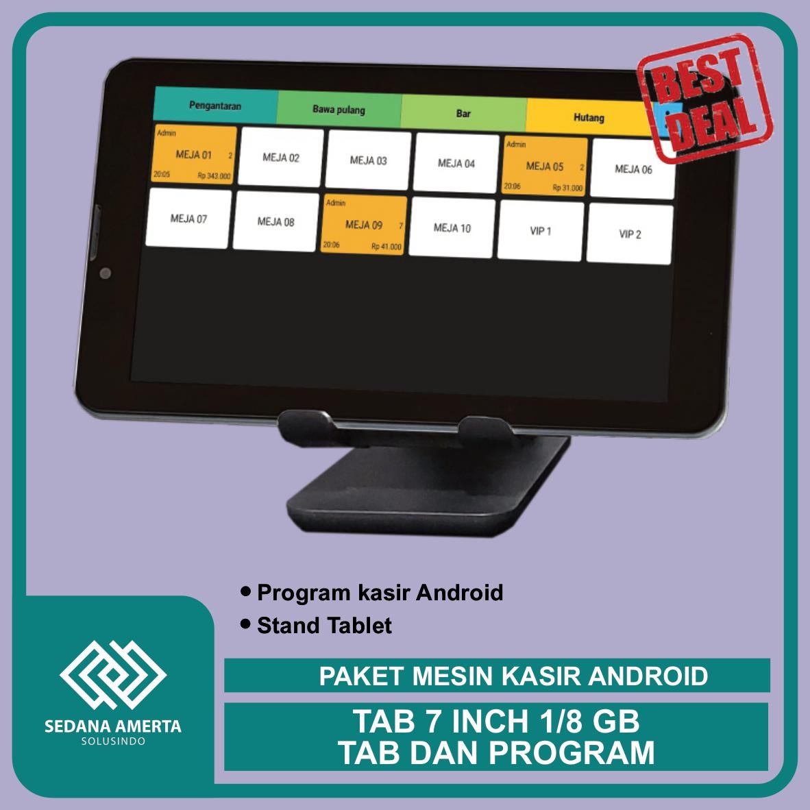 Paket Mesin POS Kasir Android Tablet/Tab7 inch - SIAP PAKAI