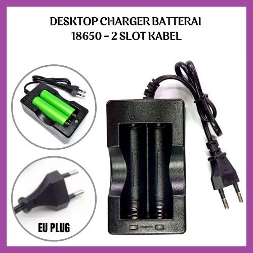FR Gallery - Charger Desktop 2 slot Kabel Baterai 18650 / Alat Cas Baterai
