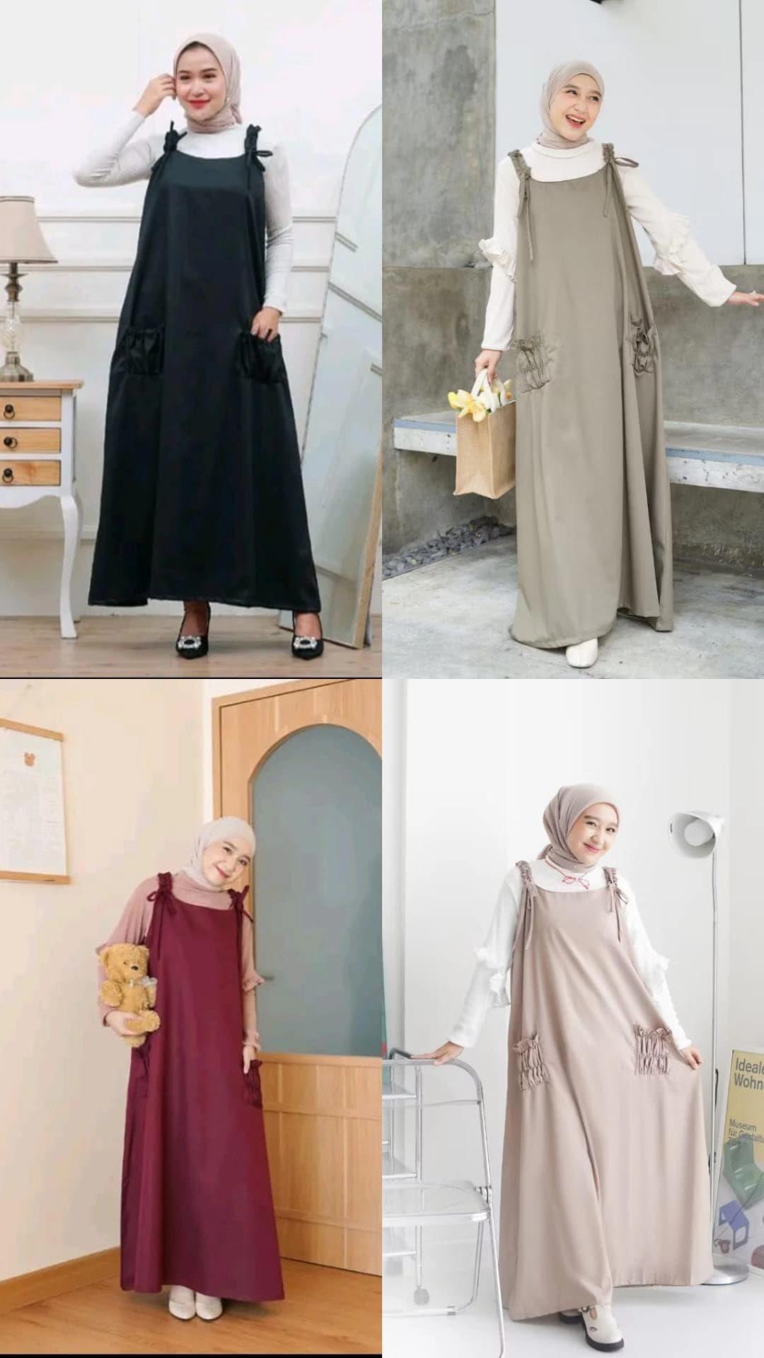Overall Keiko - Gamis Overall Model Terbaru - Korean Style Ukuran Jumbo