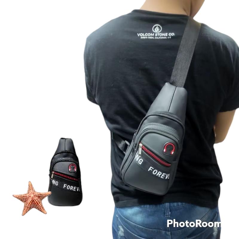 tas punggung pria tas selempang pria bahan balon waterproof hitam