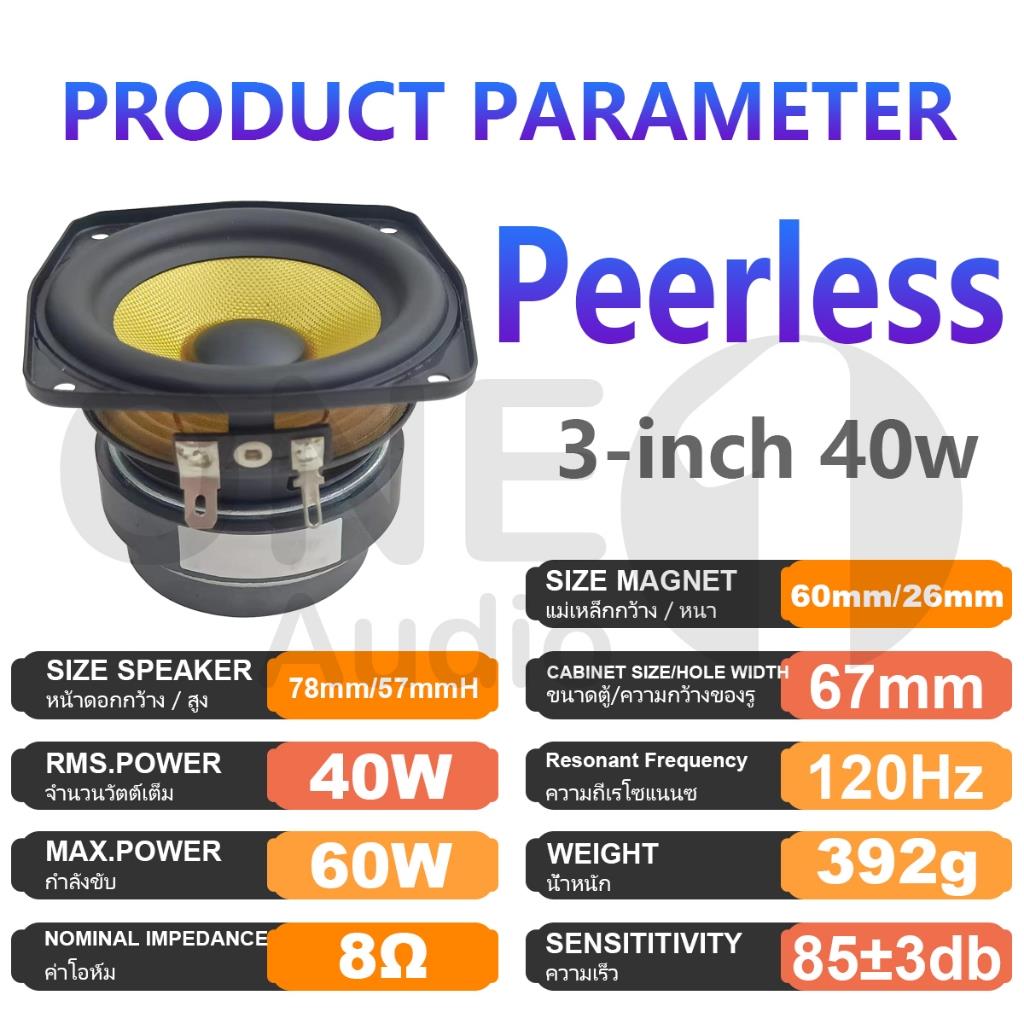 OneAudio Peerless 3-inch Midrange Speaker 8Ohms 40W 3-inch Car Stereo Midrange 3-inch Car Speaker
