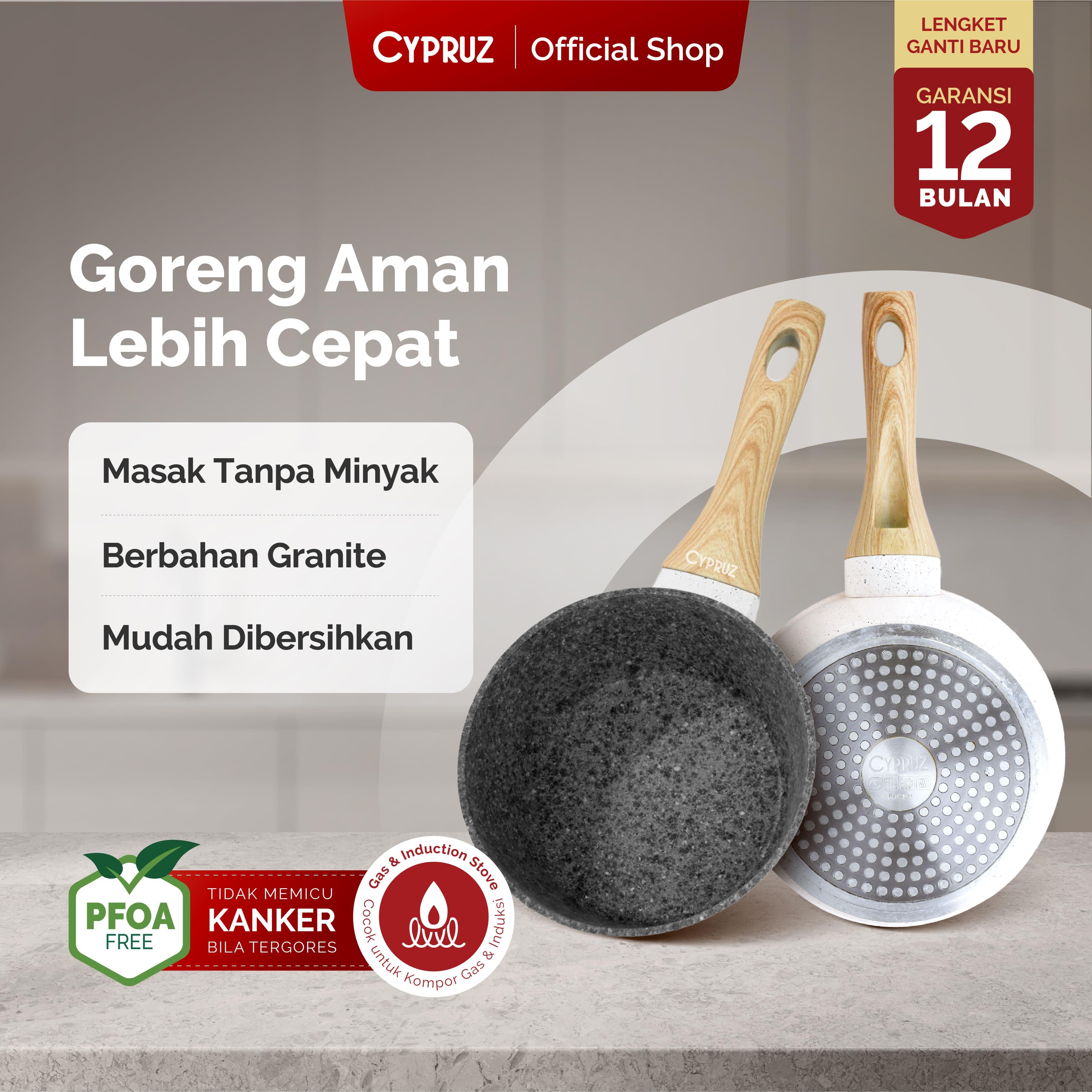 Cypruz White Granite Sauce Pan / Panci Susu Tebal Anti Lengket