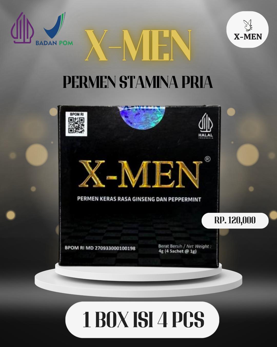 X-MEN PERMEN KERAS GINSENG RASA PEPERMINT 1BOX ISI 4 PCS