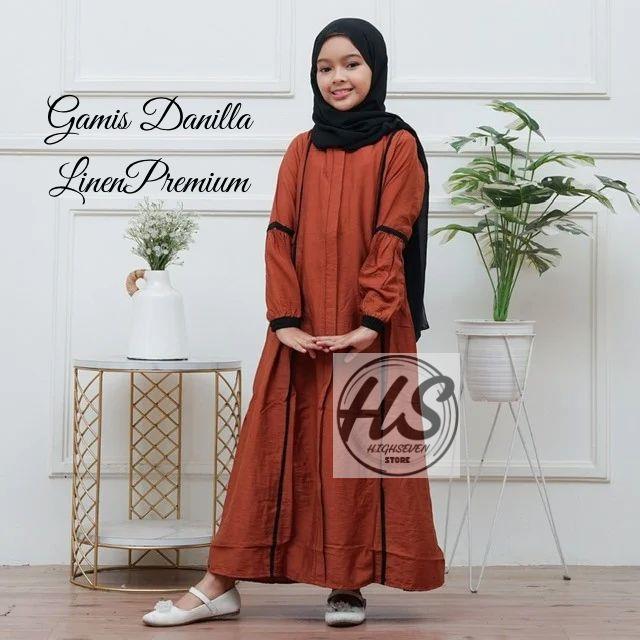 Gamis Danilla Anak Bahan Linen Premium Umur 4 - 13 tahun