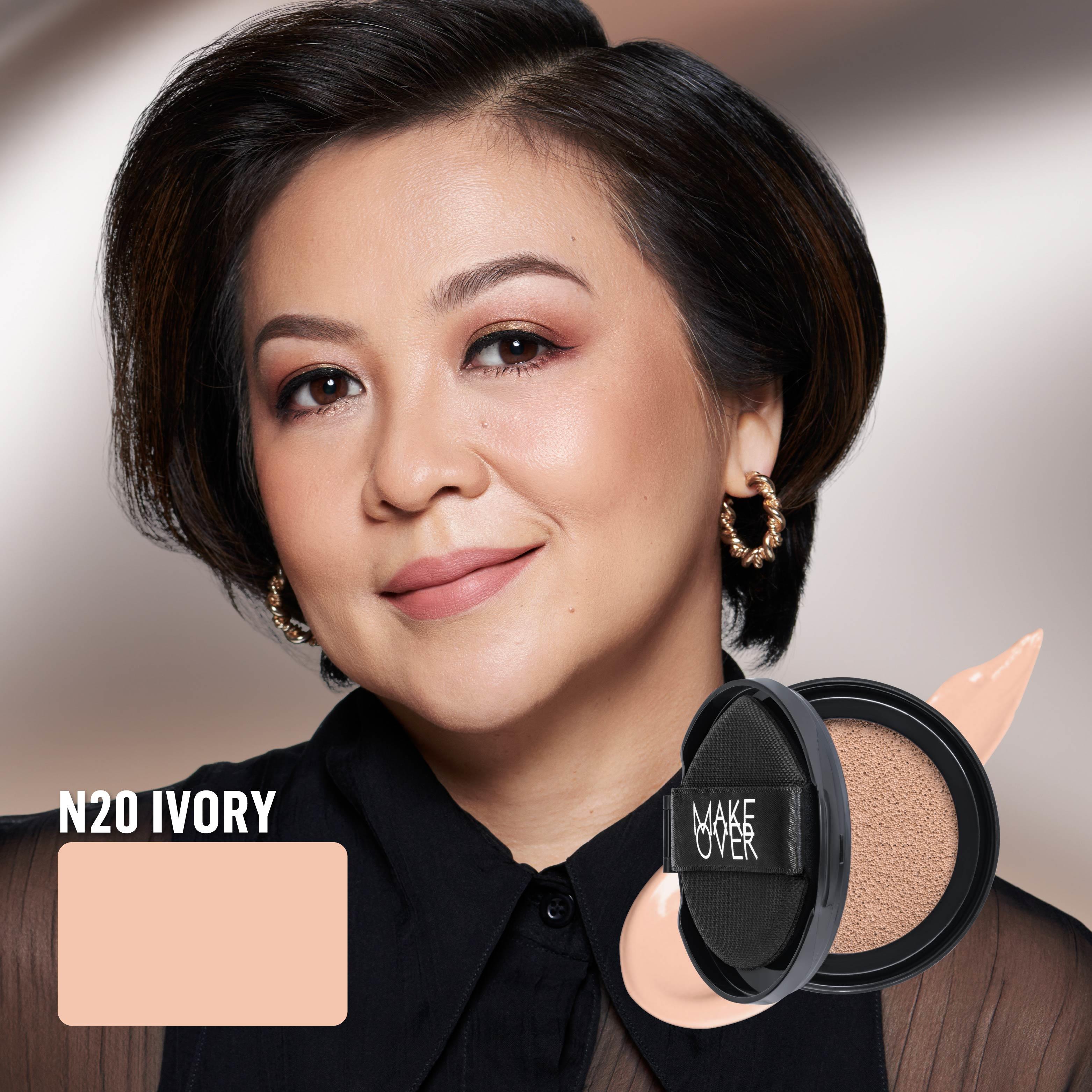 NEW! MAKE OVER REFILL Powerstay Sync Matte Cushion - Smart AI Matte Cushion High Coverage Zero Oxidation Oil Control Foundation Compact Makeup Concealer Skin Tint long lasting time less stain with euphoria