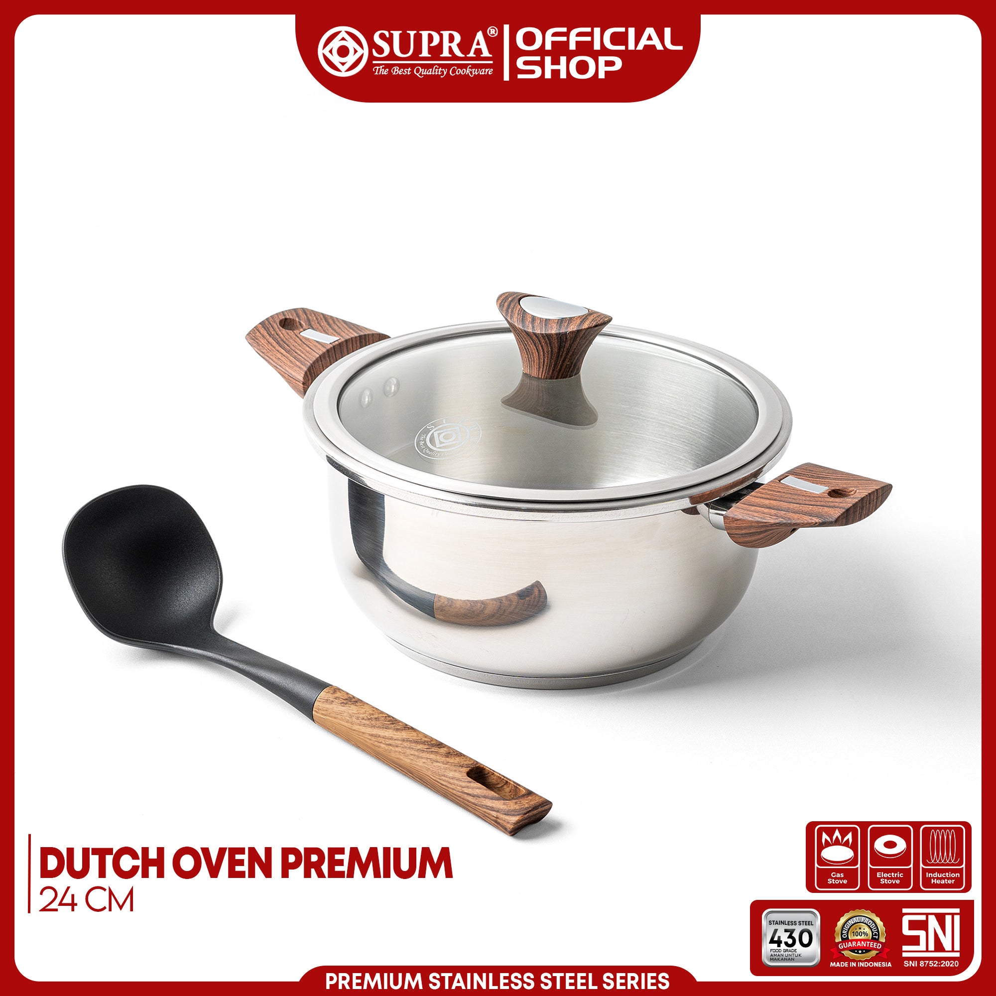 SUPRA Panci Stainless Steel Dutch Oven 24 Cm Premium