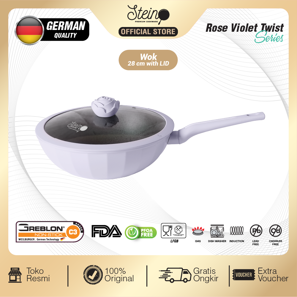 STEIN Rose Wok 28cm | Anti-Lengket | Granite German Coating Panci