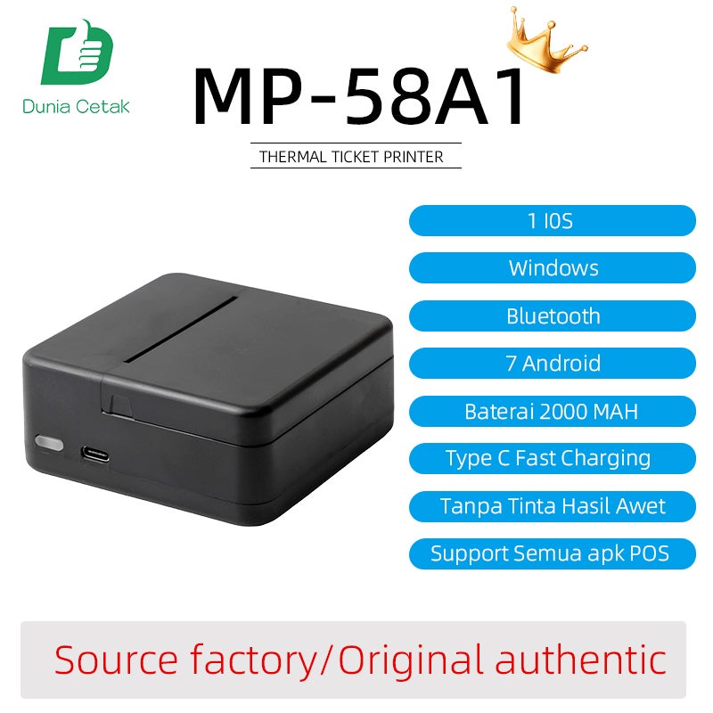 Harga spesial 12.12 free1 roll mini printer thermal printer mobile printer bluetooth Portable Pocket Printer 58mm USB printer barcode Android IOS Phone Picture Printer Cocok untuk Toko Konvenien Toko Ritel Kecil dll